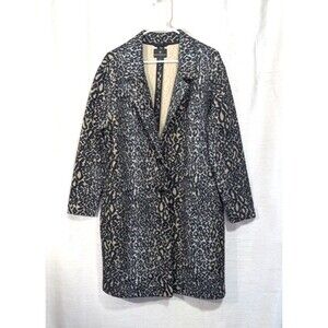 Worthington Women's LARGE Animal Print Long Jacket Collar Classic Timeless